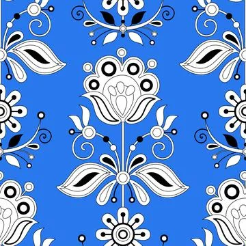Seamless Pattern with Flower Inspired by Ukrainian Traditional Embroidery Stock Illustration