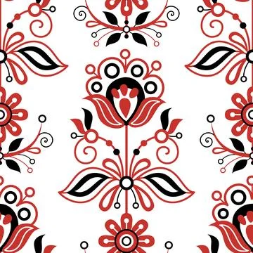 Seamless Pattern with Flower Inspired by Ukrainian Traditional Embroidery Stock Illustration