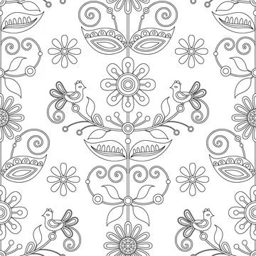 Seamless Pattern with Flower Inspired by Ukrainian Traditional Embroidery Stock Illustration
