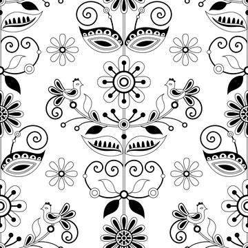 Seamless Pattern with Flower Inspired by Ukrainian Traditional Embroidery Illustrazione stock