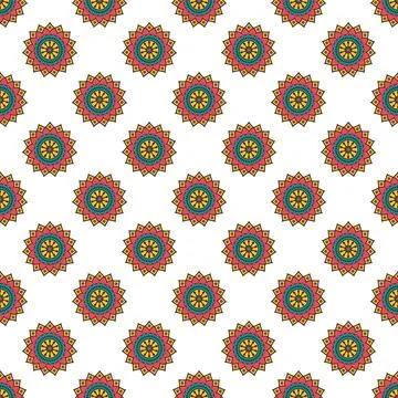 Seamless pattern of flower mandala on a white background Illustrazione stock