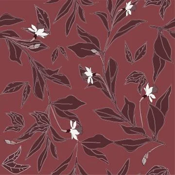 Seamless pattern with flower of narcissus and leaves. Tropical flowers vector Stock Illustration
