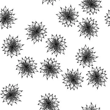 Seamless pattern flower nigella sativa sketch hand drawn 库存插图