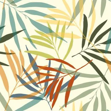 Seamless pattern. Flower print in pastel color. Delicate orange, green, red a Stock Illustration