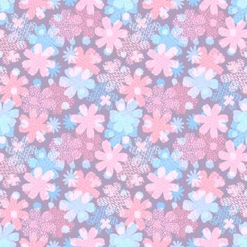 Seamless pattern flower retro 70-s. Vintage textile design fashion. Repeat Stock Illustration