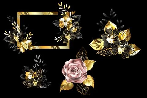 Seamless pattern with flower ribbon embroidery. Fashion print with roses. Stock-Illustration