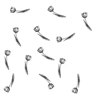 Seamless pattern flower tulip sketch hand drawn 스톡 일러스트