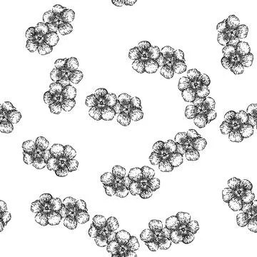Seamless pattern flower violet sketch hand drawn Illustrazione stock