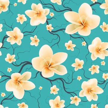 Seamless Pattern Flowering Branches Illustrazione stock