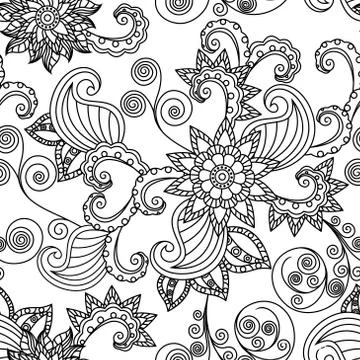 Seamless pattern with flowering plants Stock Illustration
