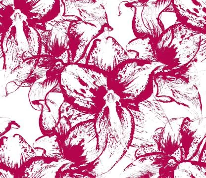 Seamless pattern with flowers of amaryllis Stock Illustration