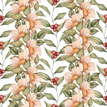 Seamless pattern with flowers and berries Stock-Illustration