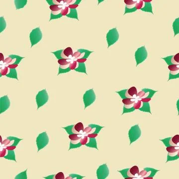 Seamless pattern with flowers and green leaves vector - floral pattern Stock Illustration
