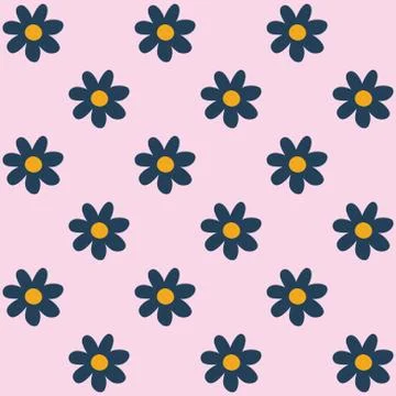 Seamless pattern with flowers and hearts in romantic vintage style. Stock Illustration