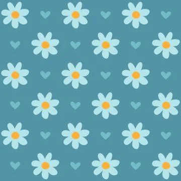Seamless pattern with flowers and hearts in romantic vintage style. Stock Illustration
