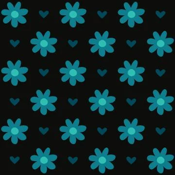 Seamless pattern with flowers and hearts in romantic vintage style. Stock Illustration