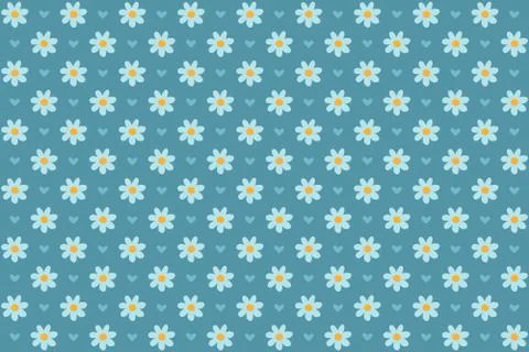 Seamless pattern with flowers and hearts in romantic vintage style. Stock Illustration