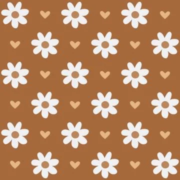 Seamless pattern with flowers and hearts in romantic vintage style. Stock Illustration