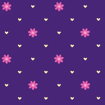 Seamless pattern with flowers and hearts in romantic vintage style. Stock Illustration