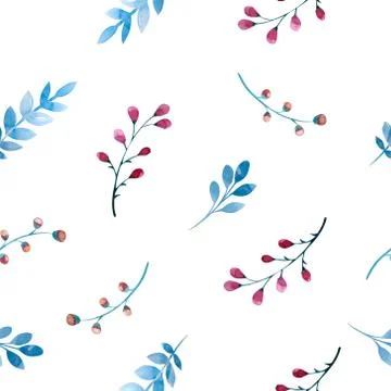 Seamless pattern of flowers and leaves Stock Illustration