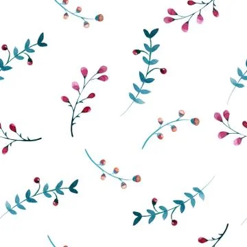 Seamless pattern of flowers and leaves Stock Illustration