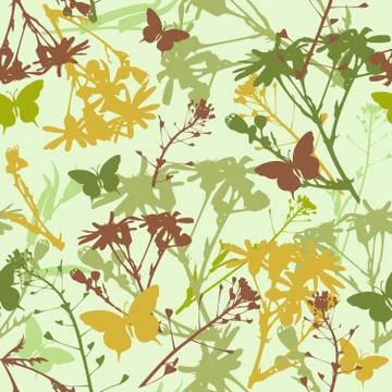 Seamless pattern with flowers and leaves Stock Illustration