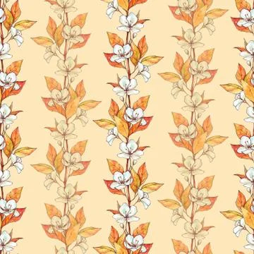 Seamless pattern with flowers and leaves 2 Stock Illustration