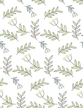 Seamless pattern of flowers and leaves Stock Illustration