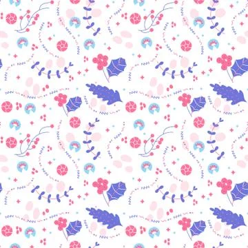 Seamless pattern of flowers and leaves. イラスト素材