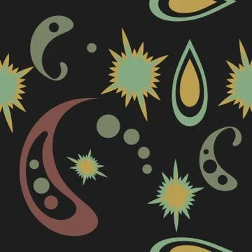 Seamless pattern with flowers and leaves paisley style Stock Illustration