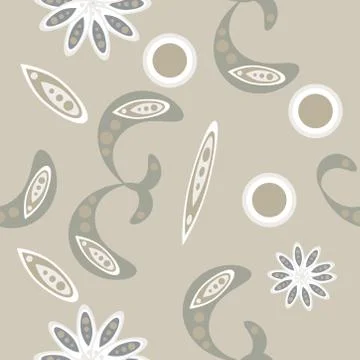 Seamless pattern with flowers and leaves paisley style Stock Illustration