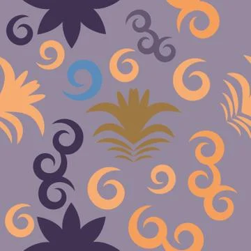 Seamless pattern with flowers and leaves hohloma style Stock Illustration