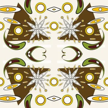 Seamless pattern with flowers and leaves paisley style Stock Illustration