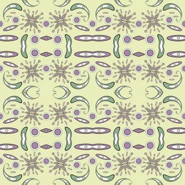 Seamless pattern with flowers and leaves paisley style Stock Illustration