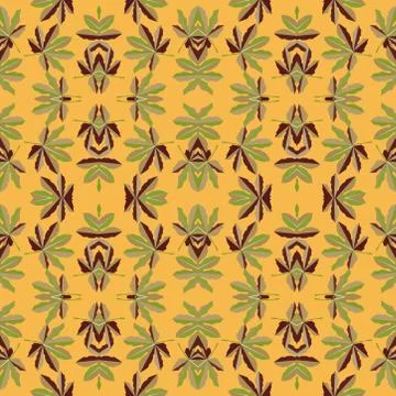 Seamless pattern with flowers and leaves hohloma style Stock Illustration