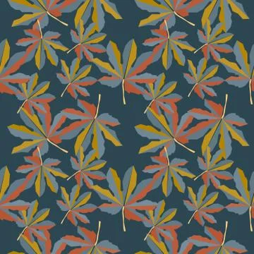 Seamless pattern with flowers and leaves hohloma style Stock Illustration