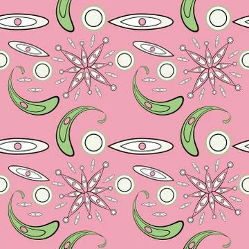 Seamless pattern with flowers and leaves paisley style Stock Illustration