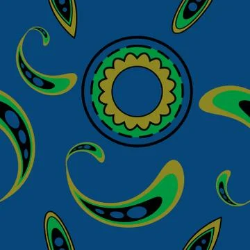 Seamless pattern with flowers and leaves paisley style Stock Illustration
