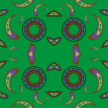 Seamless pattern with flowers and leaves paisley style Illustrazione stock