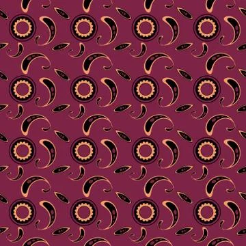 Seamless pattern with flowers and leaves paisley style Stock Illustration