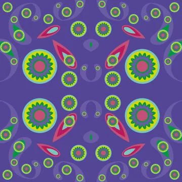 Seamless pattern with flowers and leaves paisley style Stock Illustration