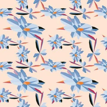 Seamless pattern with flowers and leaves vector Stock Illustration