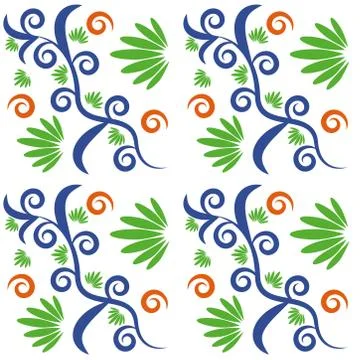 Seamless pattern with flowers and leaves hohloma style Stock Illustration