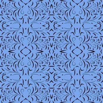 Seamless pattern with flowers and leaves hohloma style Stock Illustration