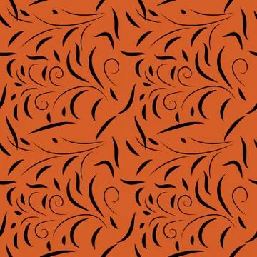 Seamless pattern with flowers and leaves hohloma style Stock Illustration