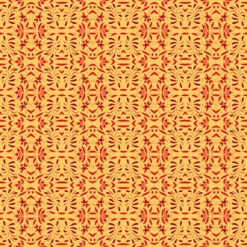Seamless pattern with flowers and leaves hohloma style Stock Illustration