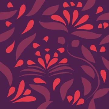 Seamless pattern with flowers and leaves hohloma style Stock Illustration