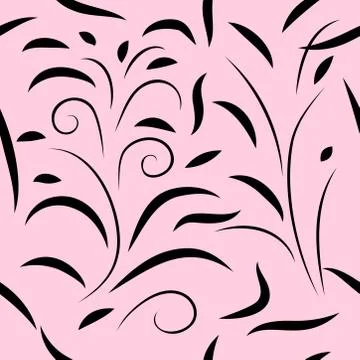 Seamless pattern with flowers and leaves hohloma style Stock Illustration