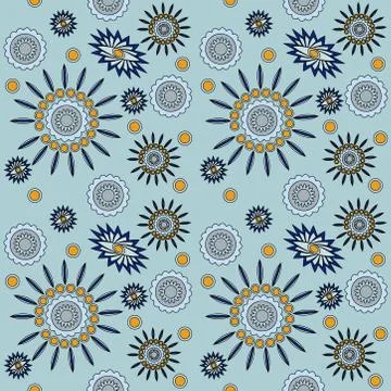 Seamless pattern with flowers and leaves hohloma style Stock Illustration