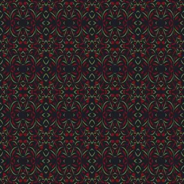 Seamless pattern with flowers and leaves hohloma style Stock Illustration